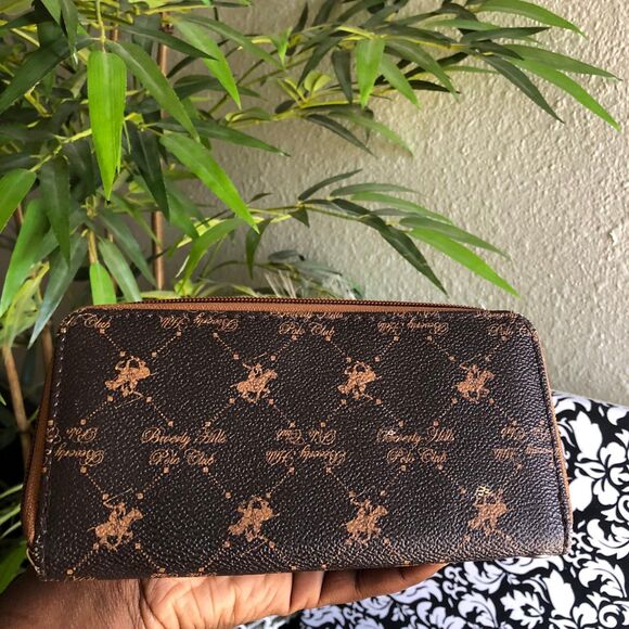 Beverly hills polo club brown and gold wallet cardholder purse - Picture 2 of 6